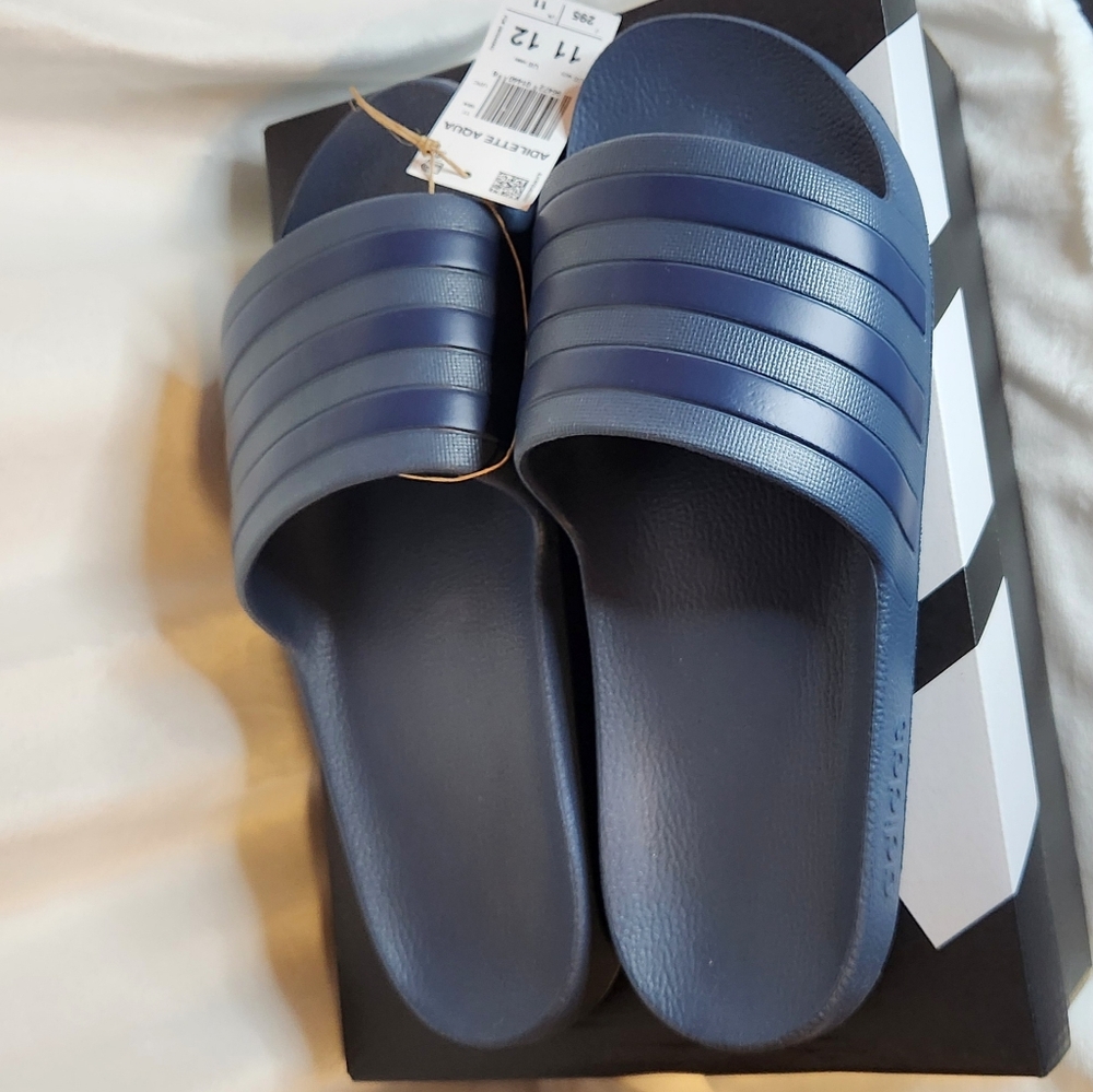 Adidas Men's Blue Slide Sandals